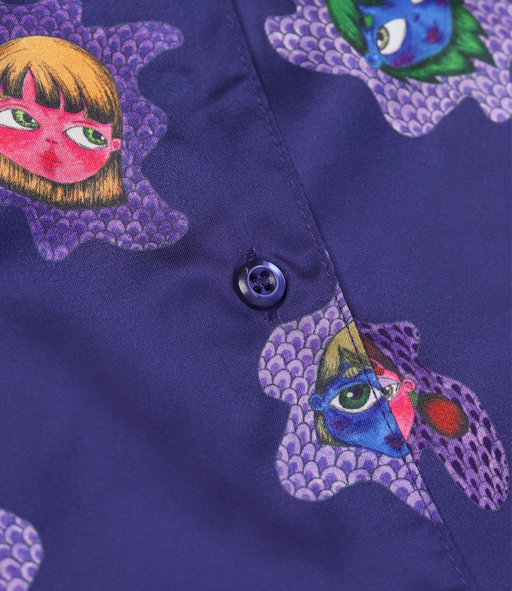 Murasaki All Over Print Pajamas Short Sleeve Shirt Detail 1