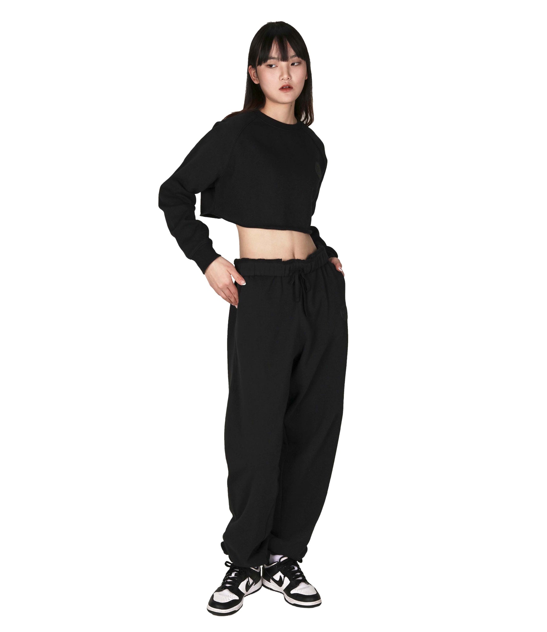 Prom Cropped Crew Top - Black
