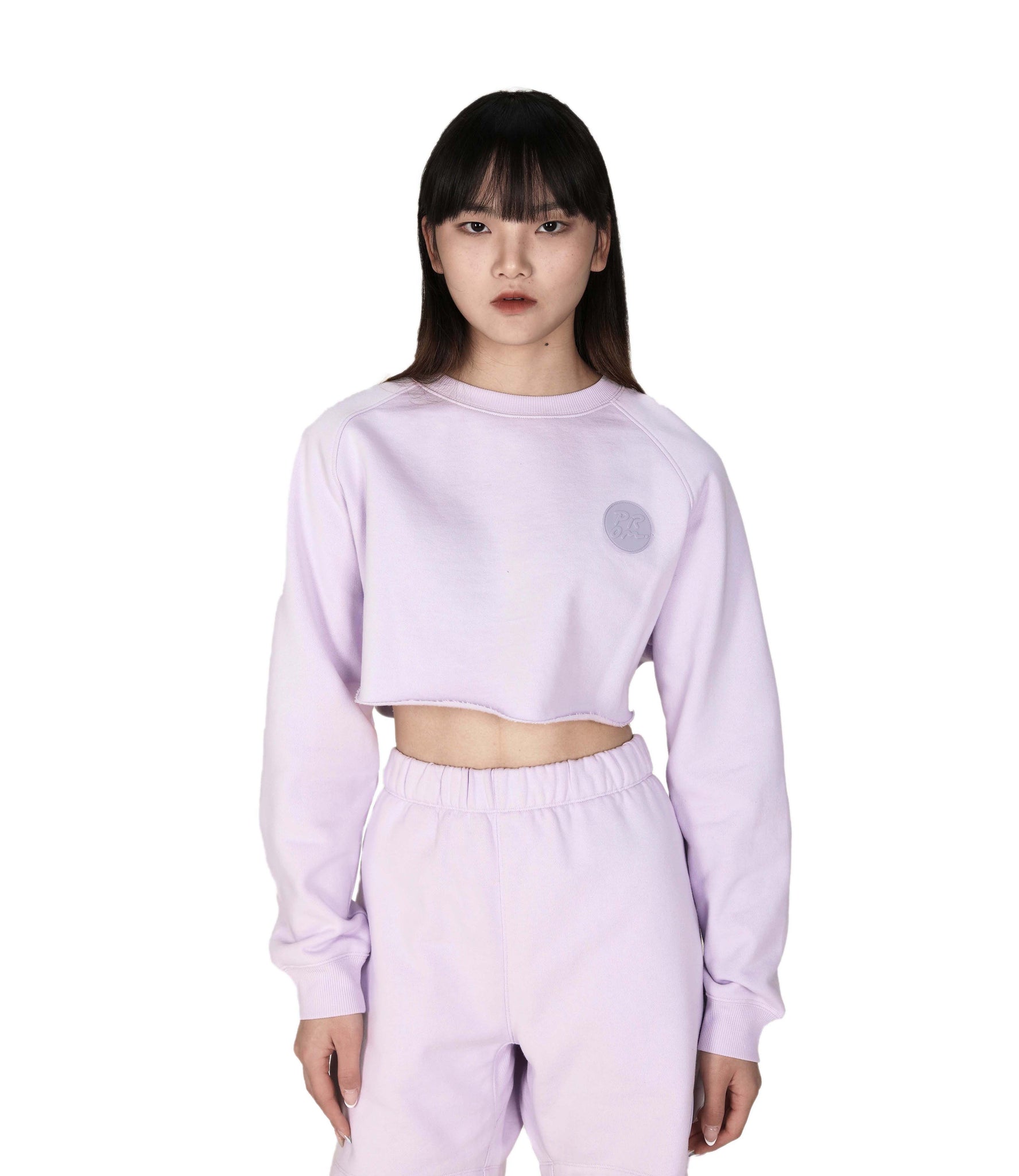 Prom Cropped Crew Top - Lilac full body1
